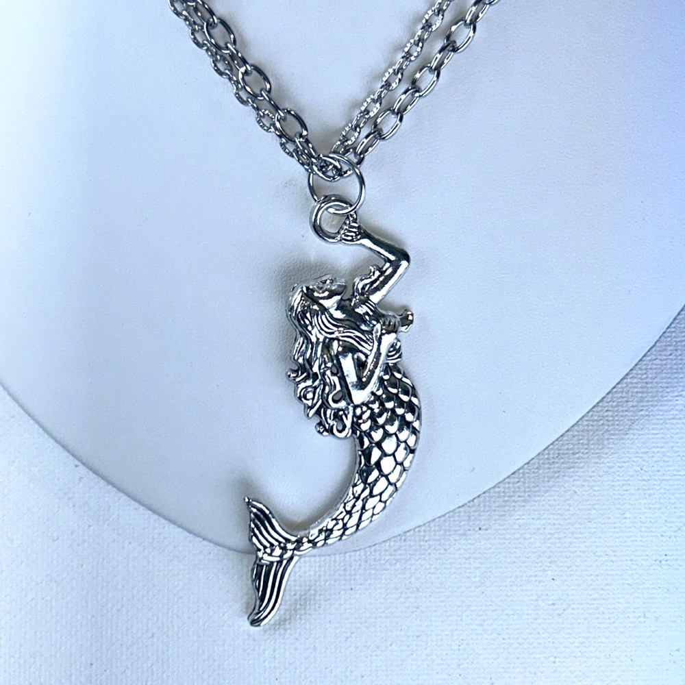 Handmade HypoAllergenic Stainless Steel Mermaid Double Chain Necklace Beach Boho